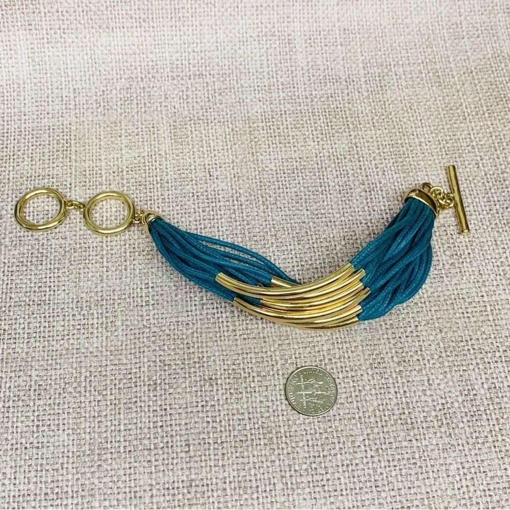 Gold Teal‎ Multistrand Cord Tube Bracelet